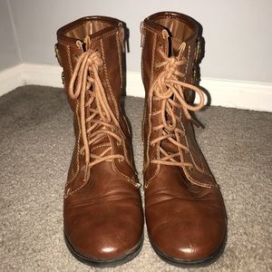 brown combat boots